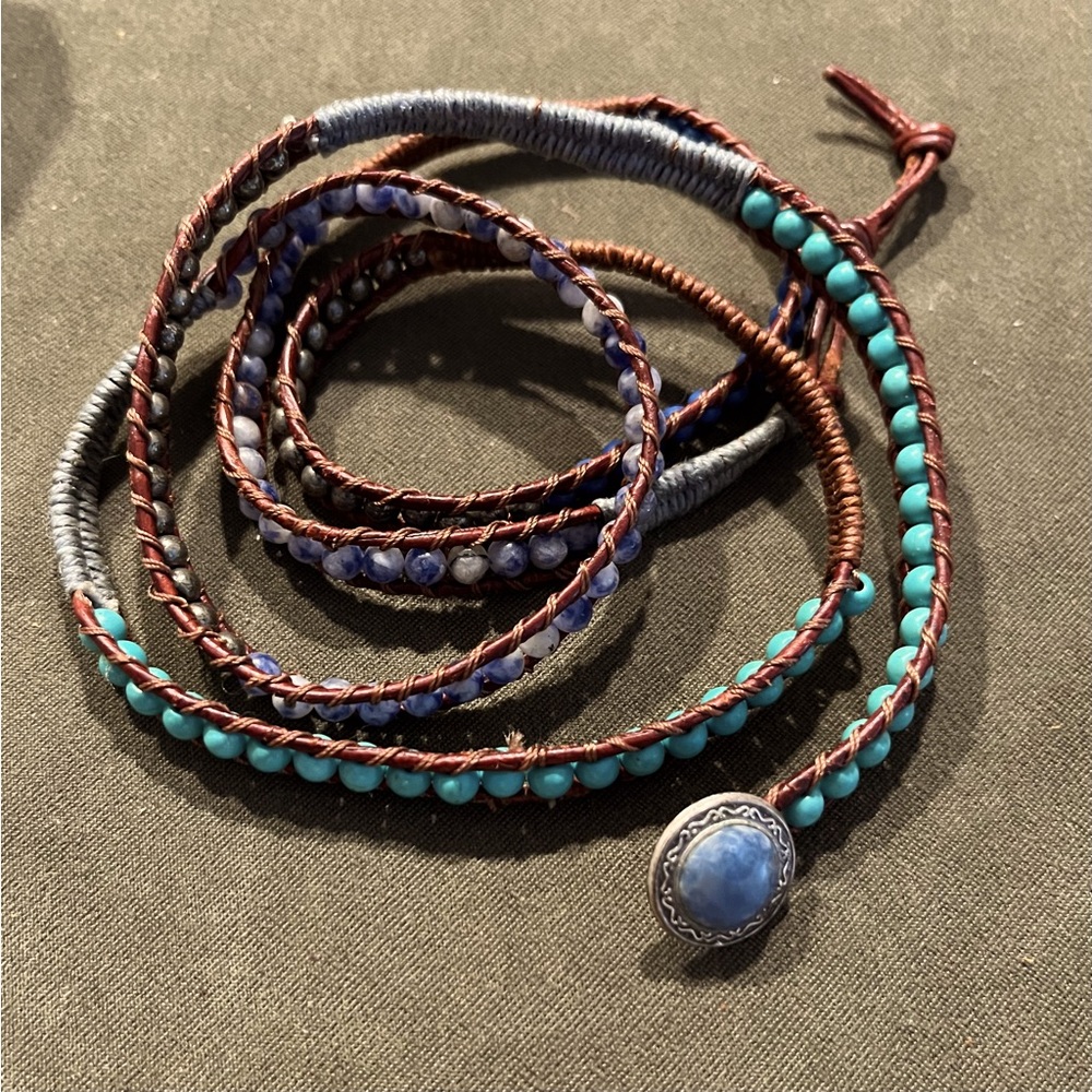 Gemstone beaded wrap bracelet